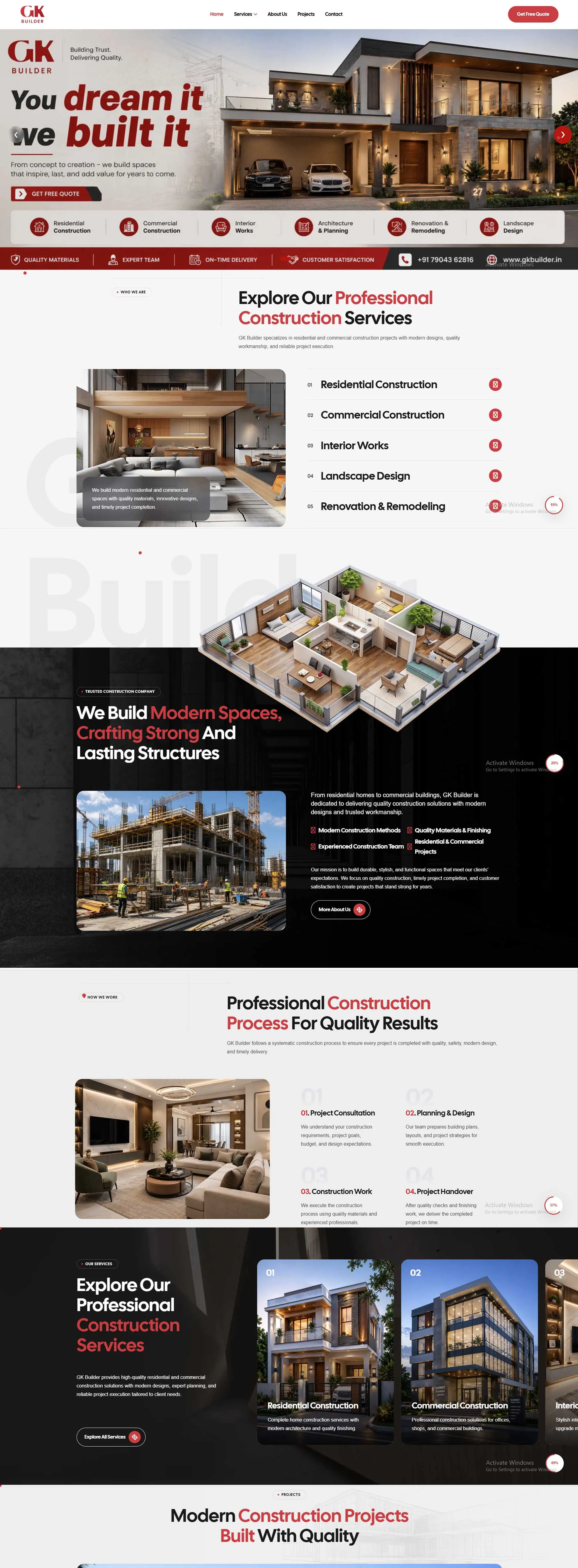 Gk Builder Construction website design and development by Sam Web Designs