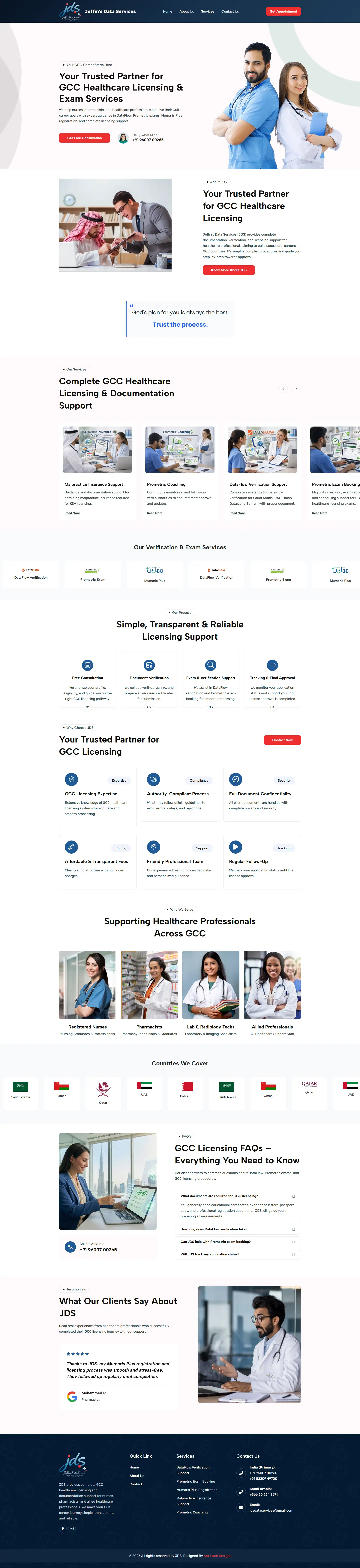 Jeffins Data Services business website design developed by Sam Web Designs India