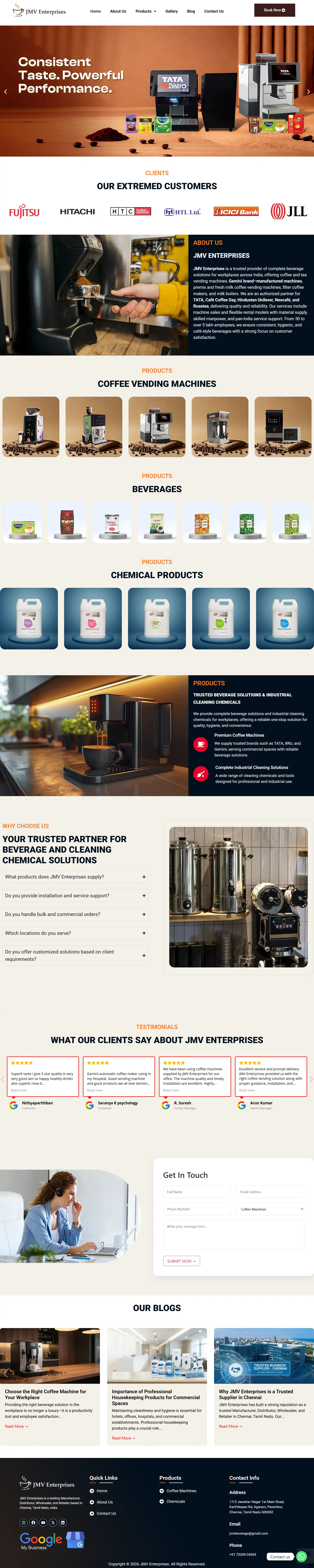 JMV Enterprises corporate website design and development by Sam Web Designs