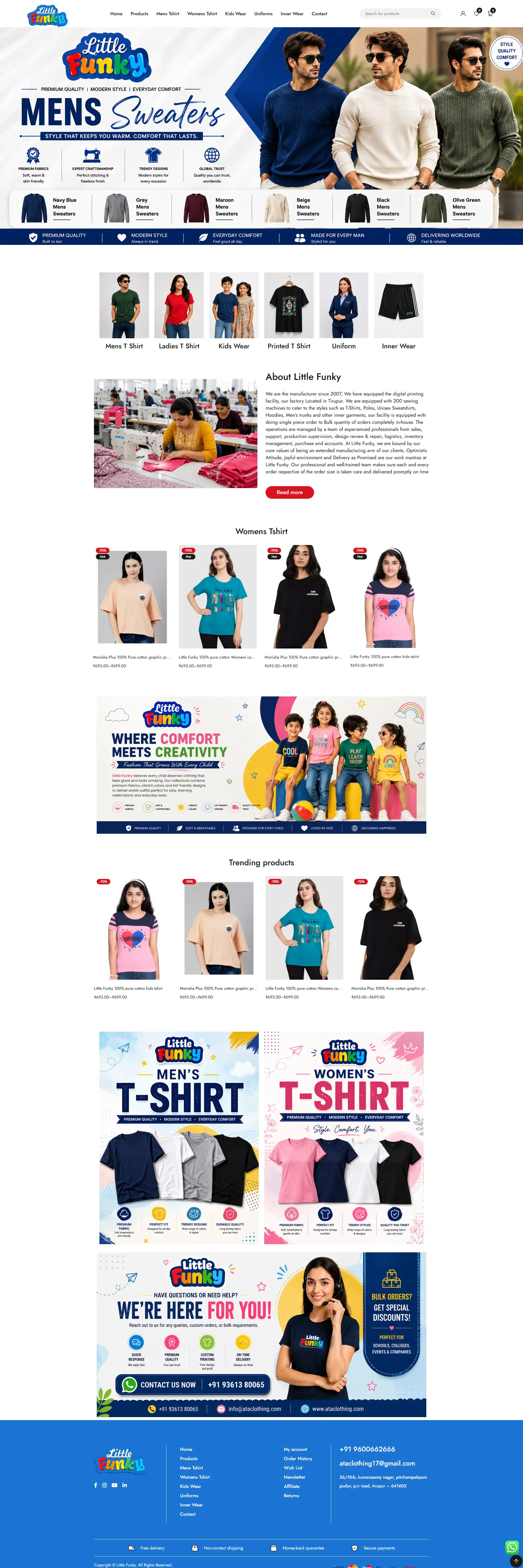 ATA Clothing e-commerce website design and development by Sam Web Designs