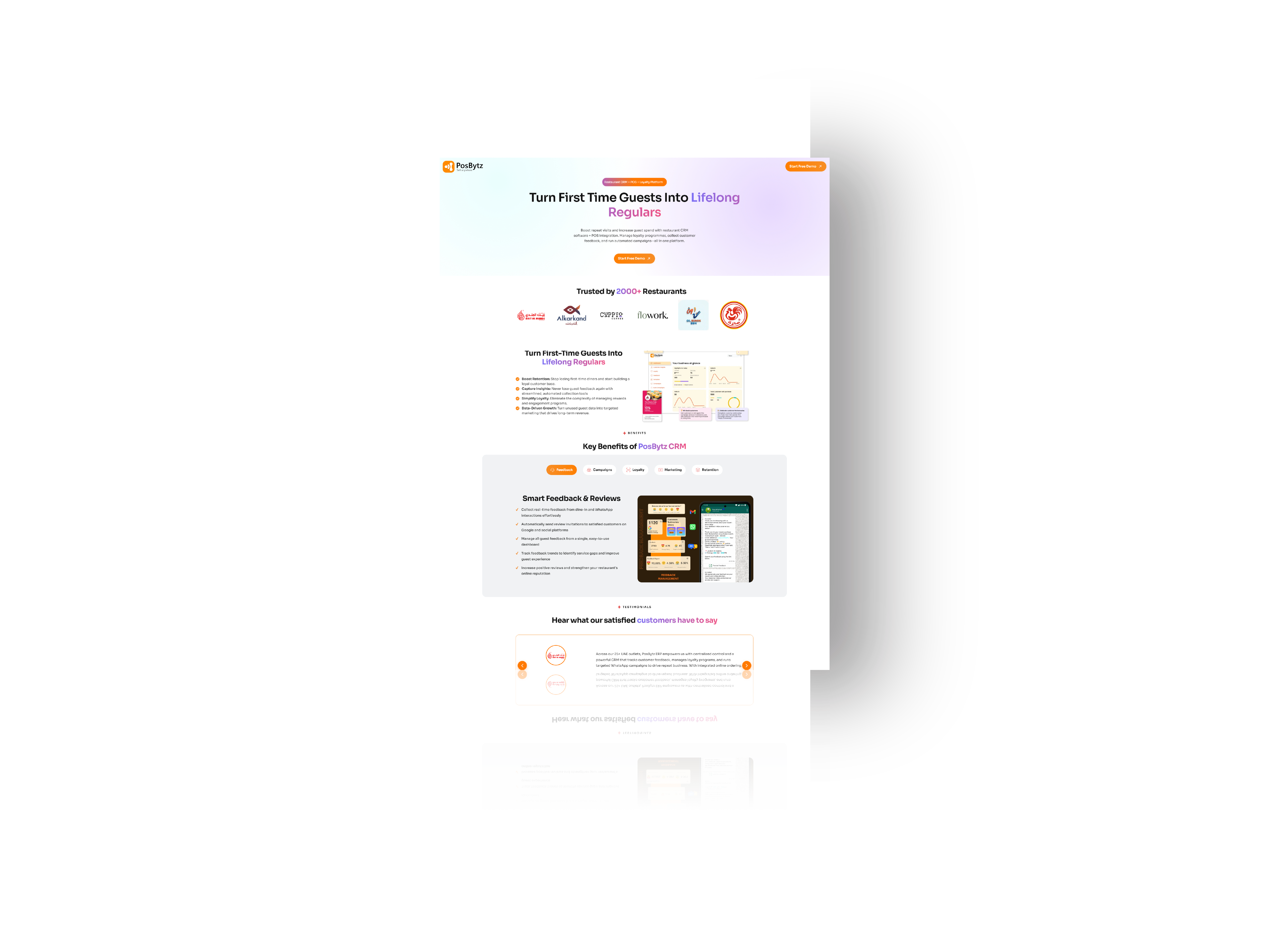 Restaurant POS landing page website design created by Sam Web Designs