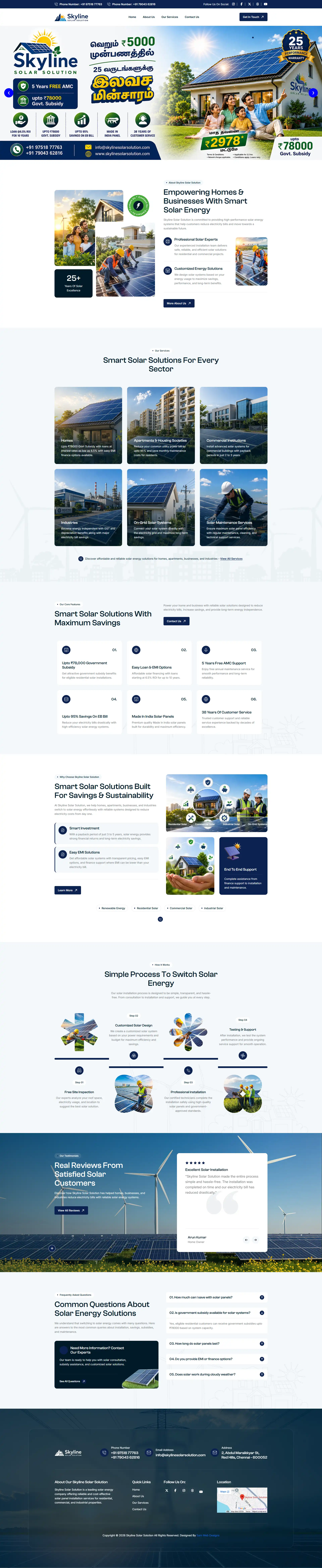 Skyline Solar Solution website design and development by Sam Web Designs