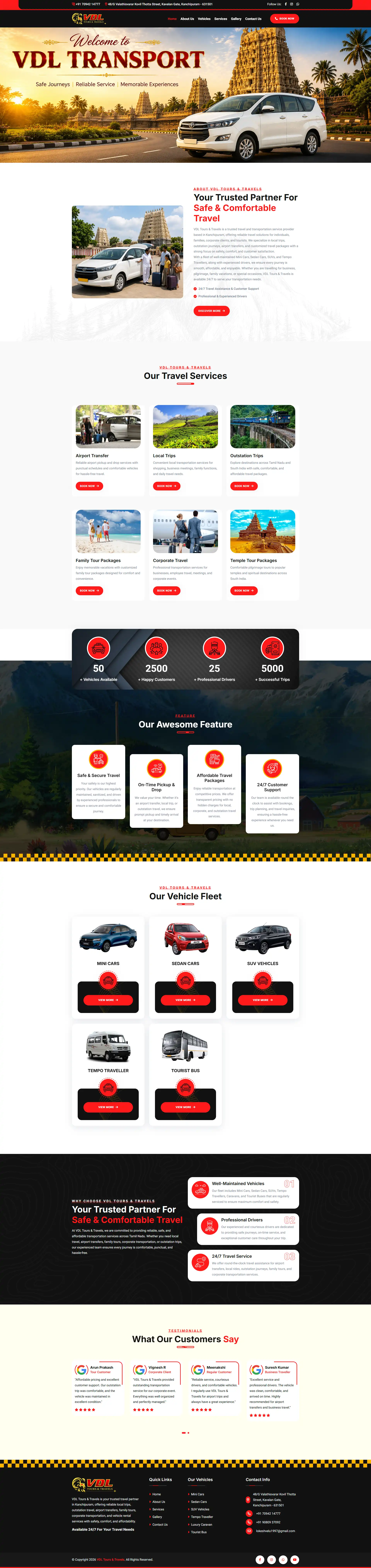 VDL Transport and Travels website design and development by Sam Web Designs