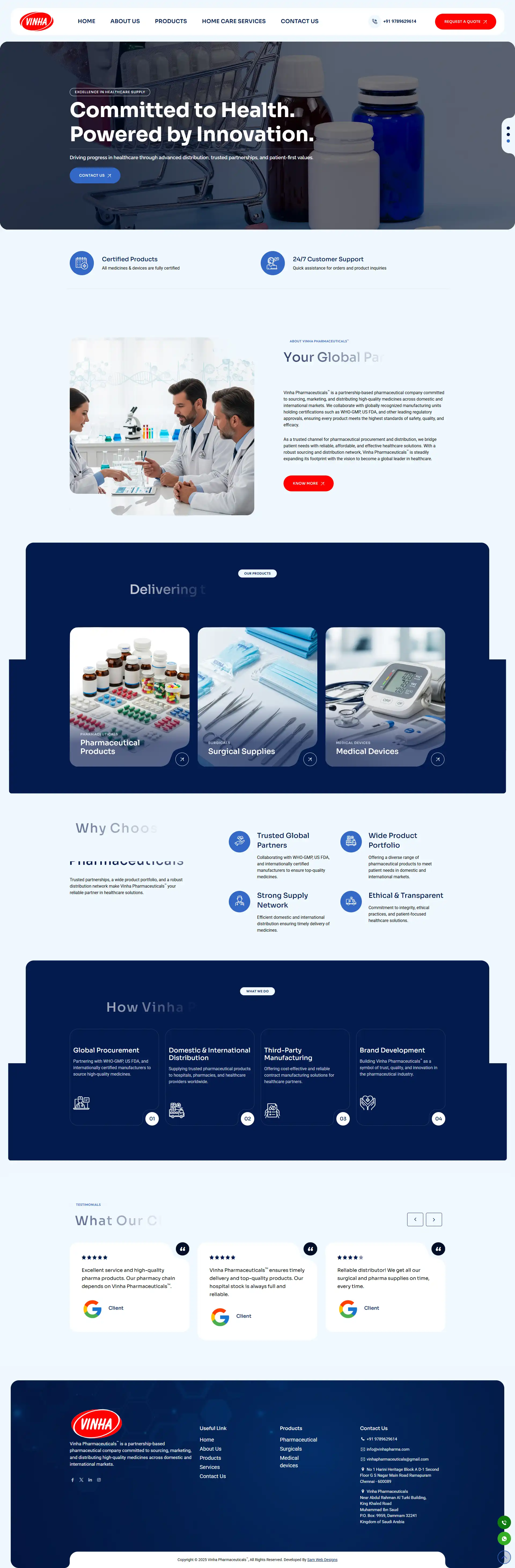 Pharmaceutical company website design for Vinha Pharmaceuticals by Sam Web Designs